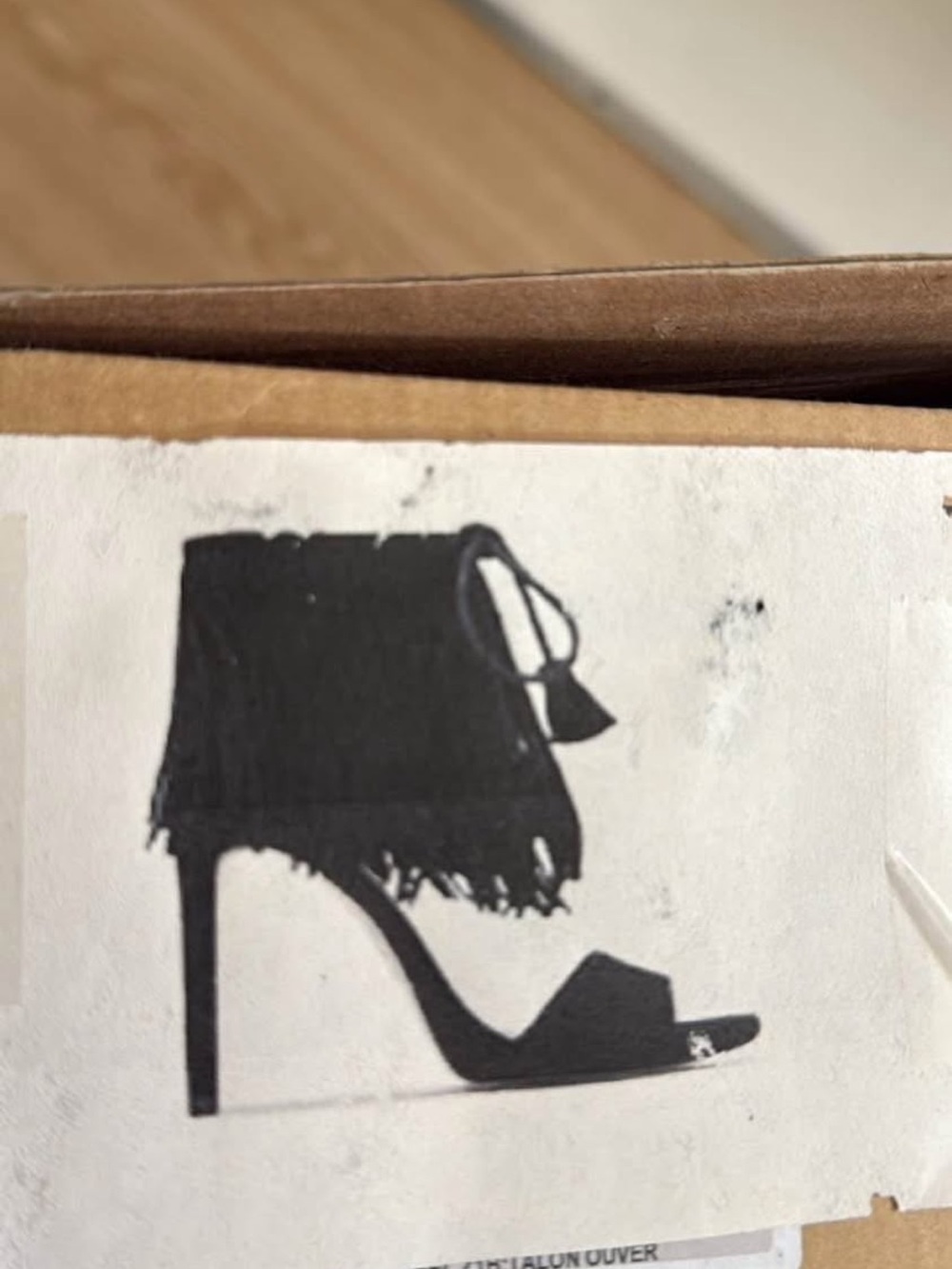 Zara Black Suede Fringe Lace-Up Stiletto Heels - Picture 2 of 2